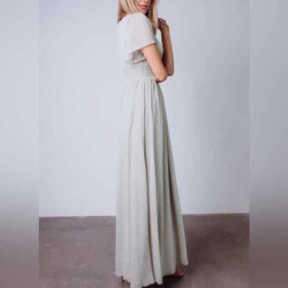 Baltic Born Weslie Sage Green Swiss Dot Maxi Dress - S - Picture 4 of 7